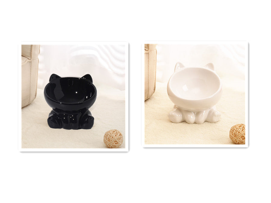 Orbly PurrDine™ Ceramic Tilted Cat Bowl — Ergonomic Neck-Guard Design