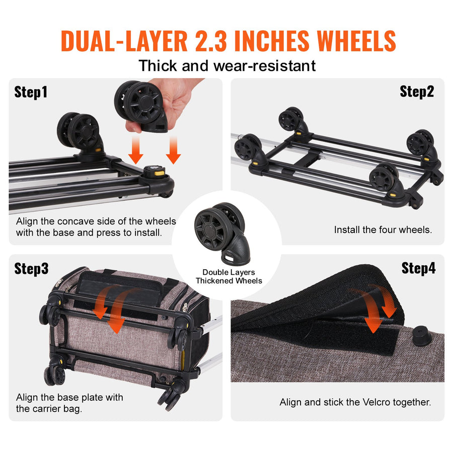 Orbly JetPaws™ Airline-Approved Rolling Pet Carrier — Telescopic Handle & Shoulder Strap