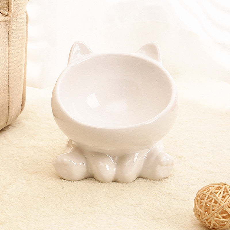 Orbly PurrDine™ Ceramic Tilted Cat Bowl — Ergonomic Neck-Guard Design