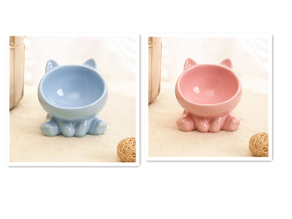 Orbly PurrDine™ Ceramic Tilted Cat Bowl — Ergonomic Neck-Guard Design