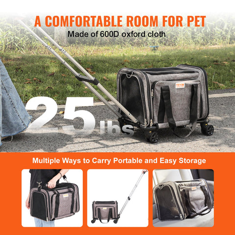 Orbly JetPaws™ Airline-Approved Rolling Pet Carrier — Telescopic Handle & Shoulder Strap