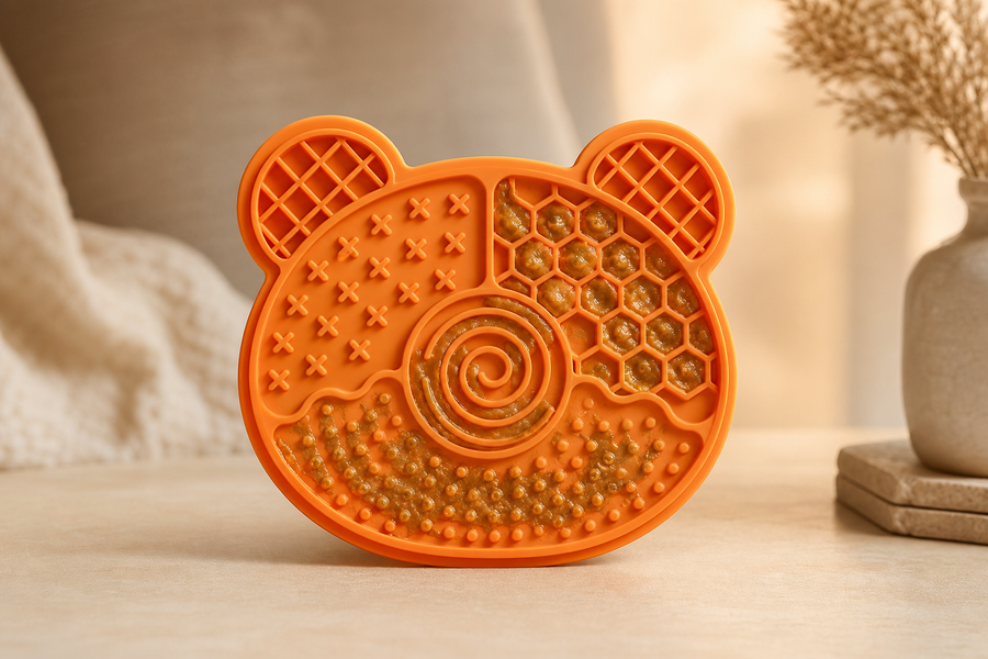 Orbly LickPad™ Enrichment Mat – Sunset Orange variant