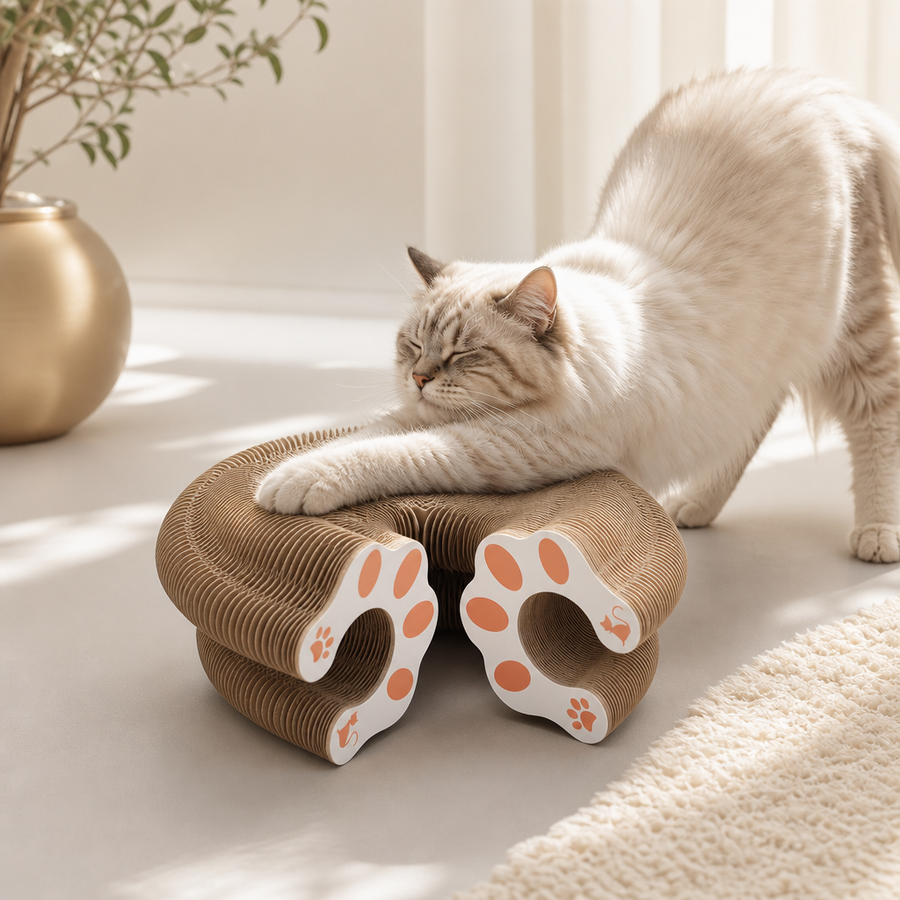 Orbly CurlScratch corrugated cat scratcher story image 1: A shape cats love