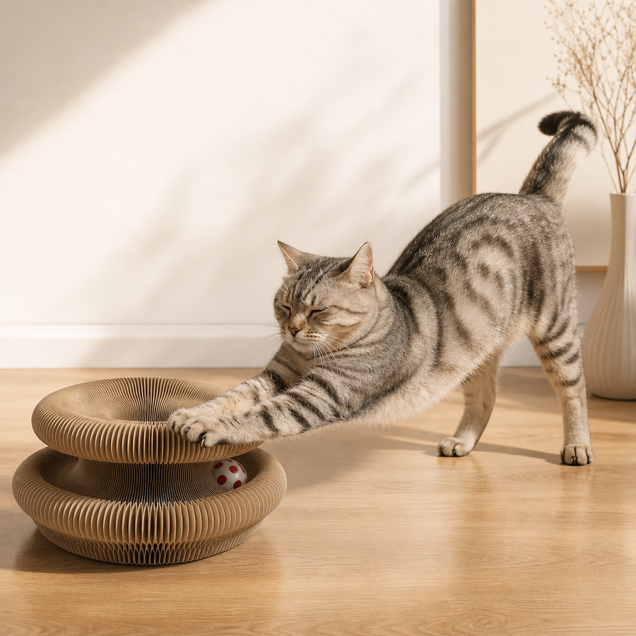 Orbly CurlScratch corrugated cat scratcher story image 2: Built for daily scratching