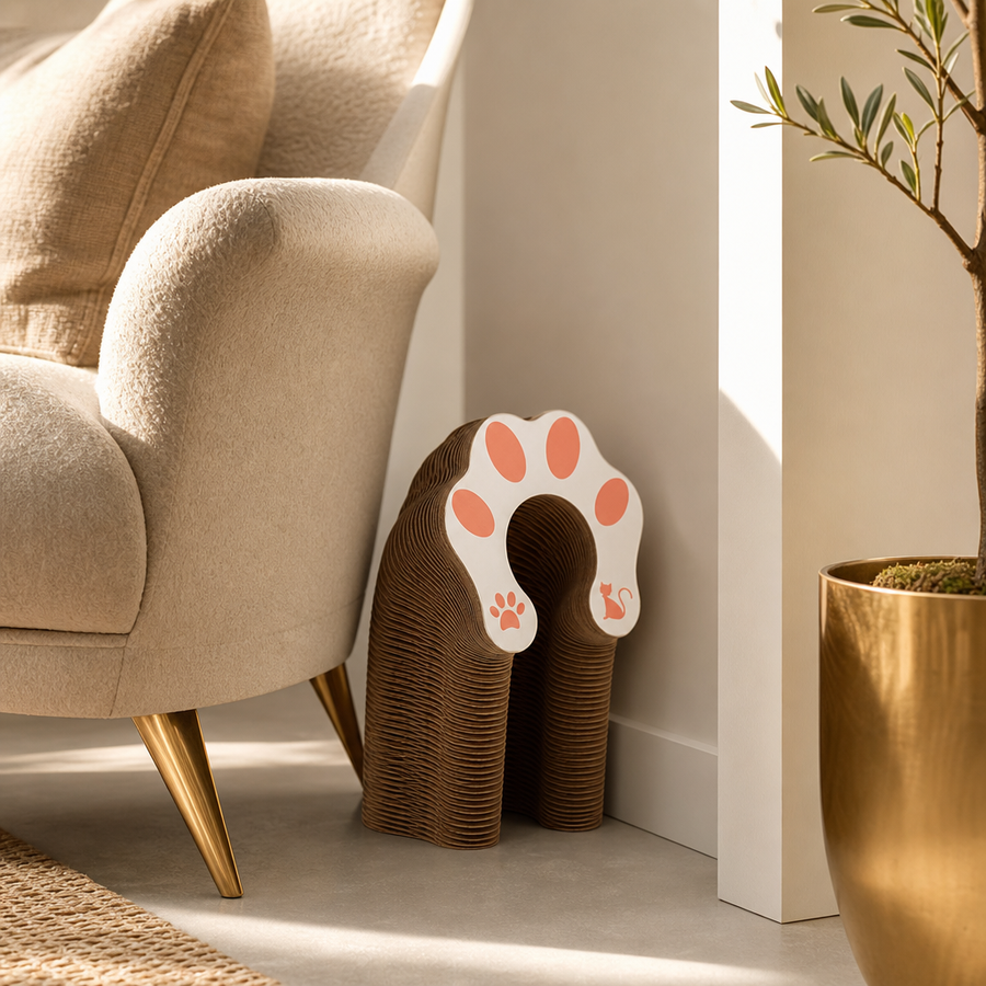Orbly CurlScratch corrugated cat scratcher story image 3: Foldable and sleek