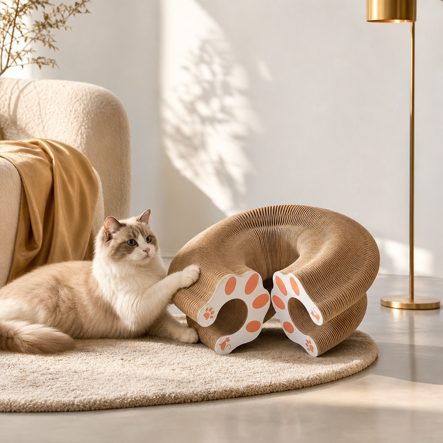 Orbly CurlScratch corrugated cat scratcher story image 4: Elevate your space