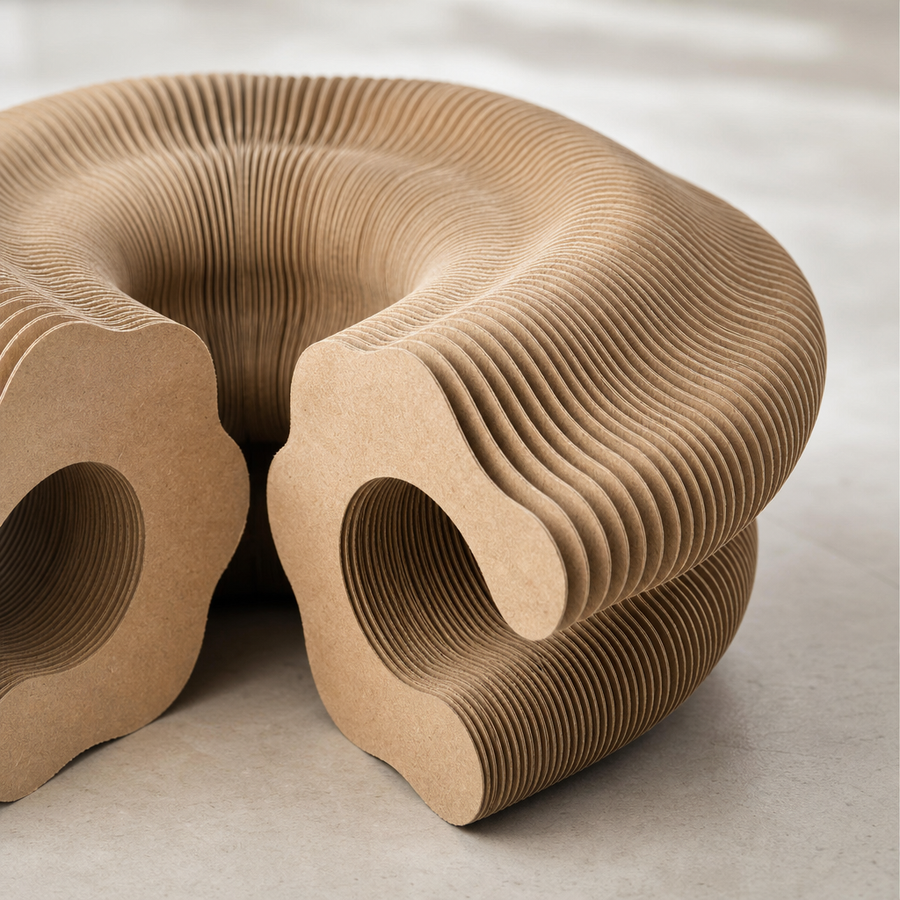 Orbly CurlScratch corrugated cat scratcher — Detail Close-up