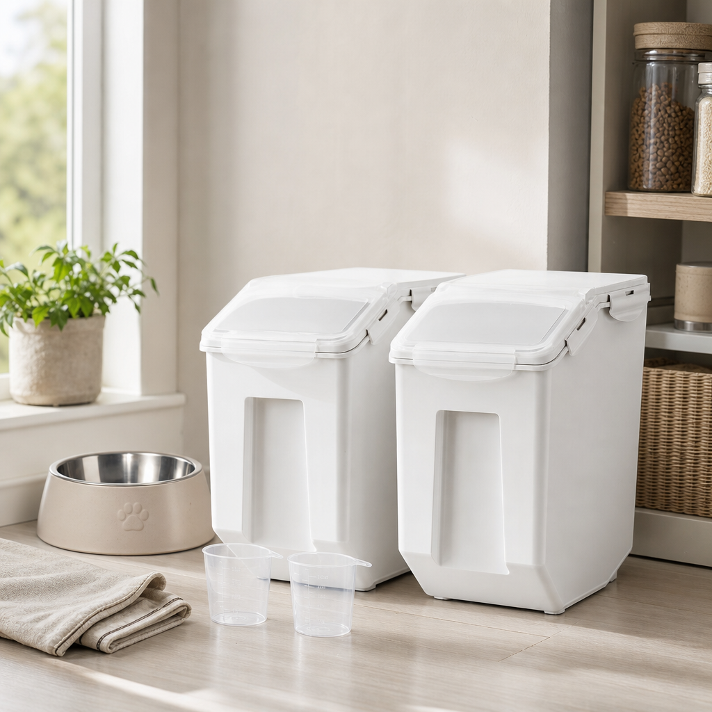 Orbly FreshKeep™ 2×15L Pet Food Storage Station — Airtight Dual Dispenser - SB3