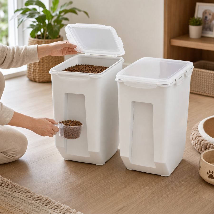Orbly FreshKeep™ 2×15L Pet Food Storage Station — Airtight Dual Dispenser - SB2