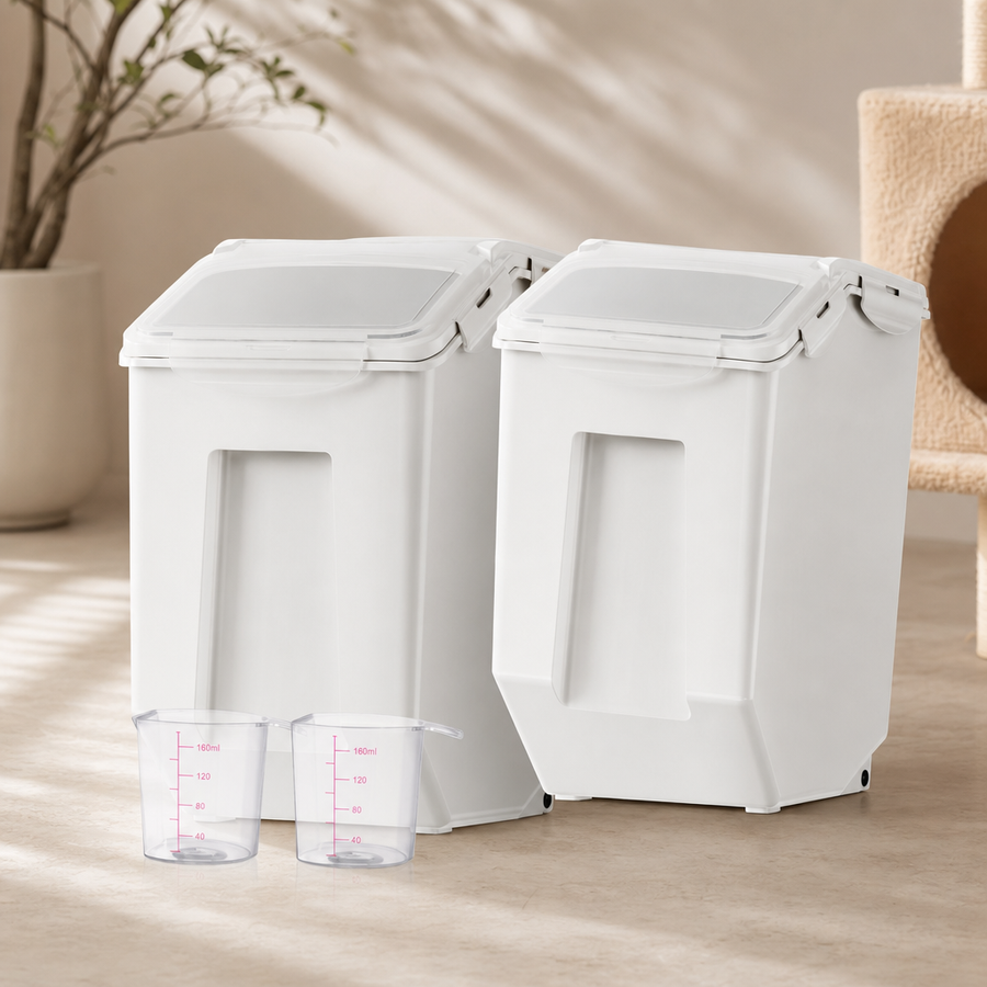 Orbly FreshKeep™ 2×15L Pet Food Storage Station — Airtight Dual Dispenser - G1