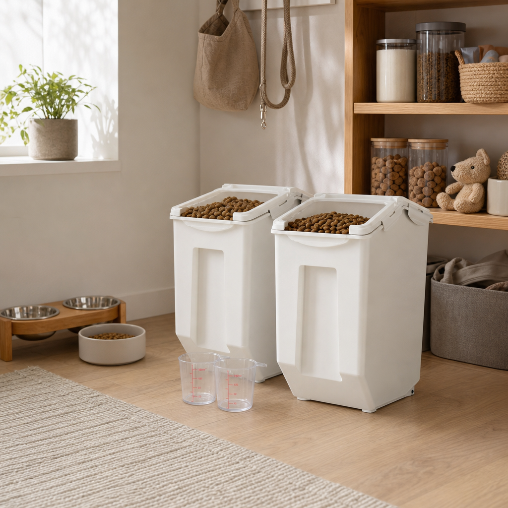 Orbly FreshKeep™ 2×15L Pet Food Storage Station — Airtight Dual Dispenser - SB4