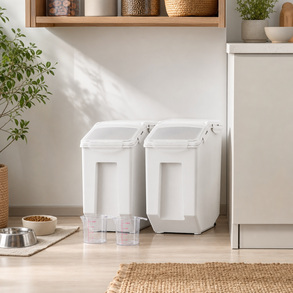 Orbly FreshKeep™ 2×15L Pet Food Storage Station — Airtight Dual Dispenser - SB1