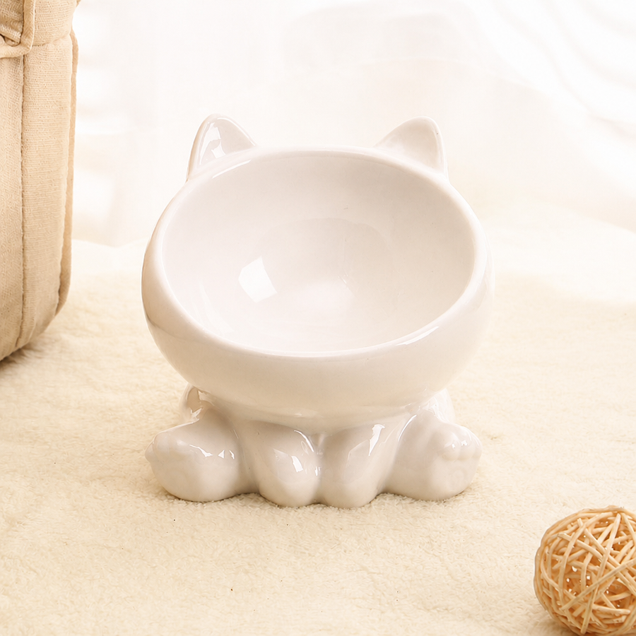 Orbly PurrDine™ Ceramic Tilted Cat Bowl — Ergonomic Neck-Guard Design - G2