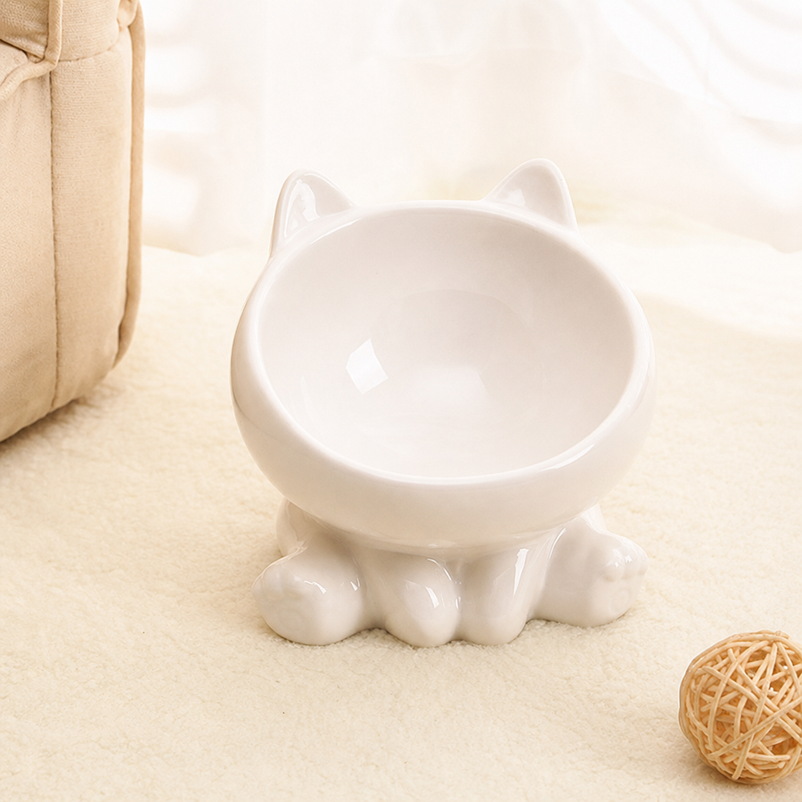 Orbly PurrDine™ Ceramic Tilted Cat Bowl — Ergonomic Neck-Guard Design - SB3