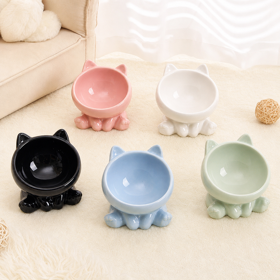 Orbly PurrDine™ Ceramic Tilted Cat Bowl — Ergonomic Neck-Guard Design - G4