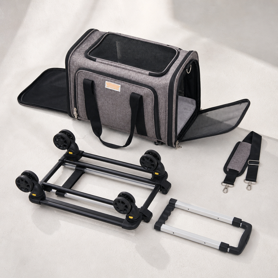 Orbly JetPaws™ Airline-Approved Rolling Pet Carrier — Telescopic Handle & Shoulder Strap - G4