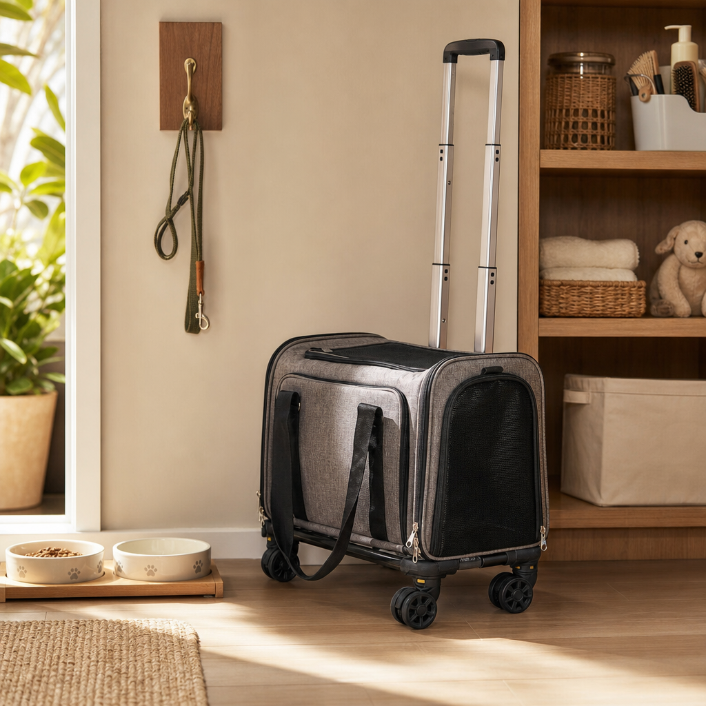 Orbly JetPaws™ Airline-Approved Rolling Pet Carrier — Telescopic Handle & Shoulder Strap - SB4