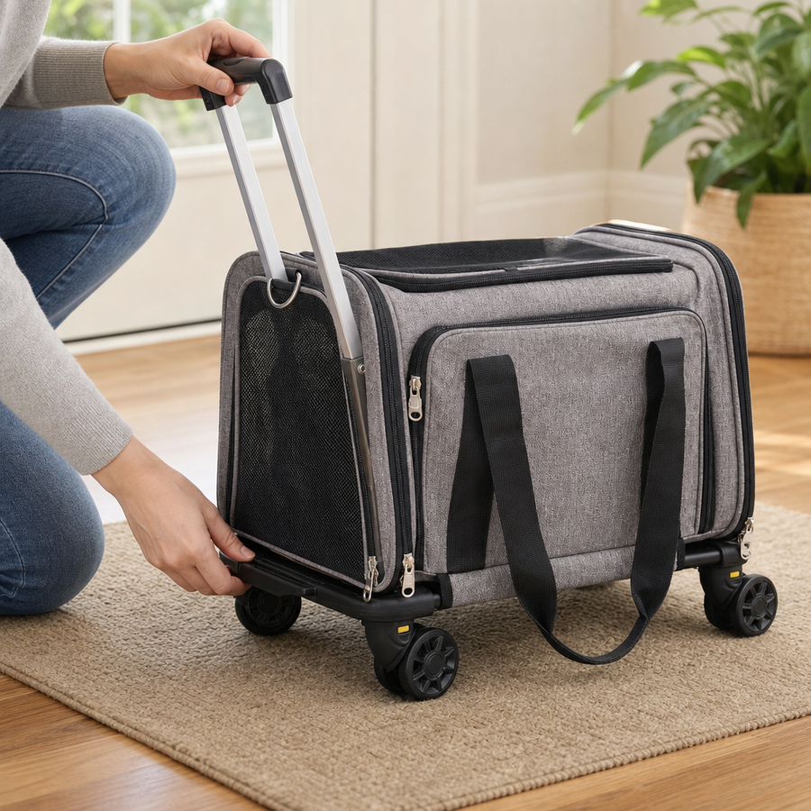 Orbly JetPaws™ Airline-Approved Rolling Pet Carrier — Telescopic Handle & Shoulder Strap - SB2