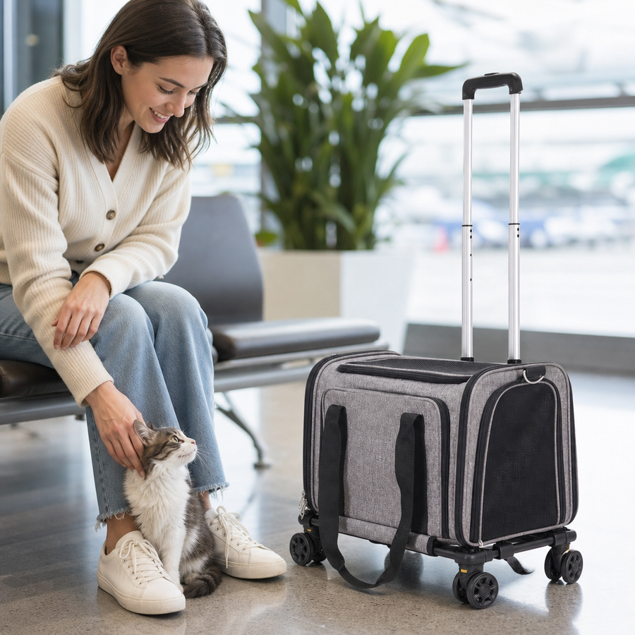 Orbly JetPaws™ Airline-Approved Rolling Pet Carrier — Telescopic Handle & Shoulder Strap - G3