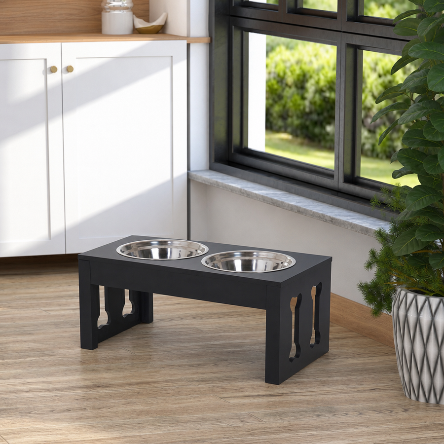 Orbly ElevateDine™ Modern Raised Dog Bowl Station — Wooden Elevated Feeder - SB1