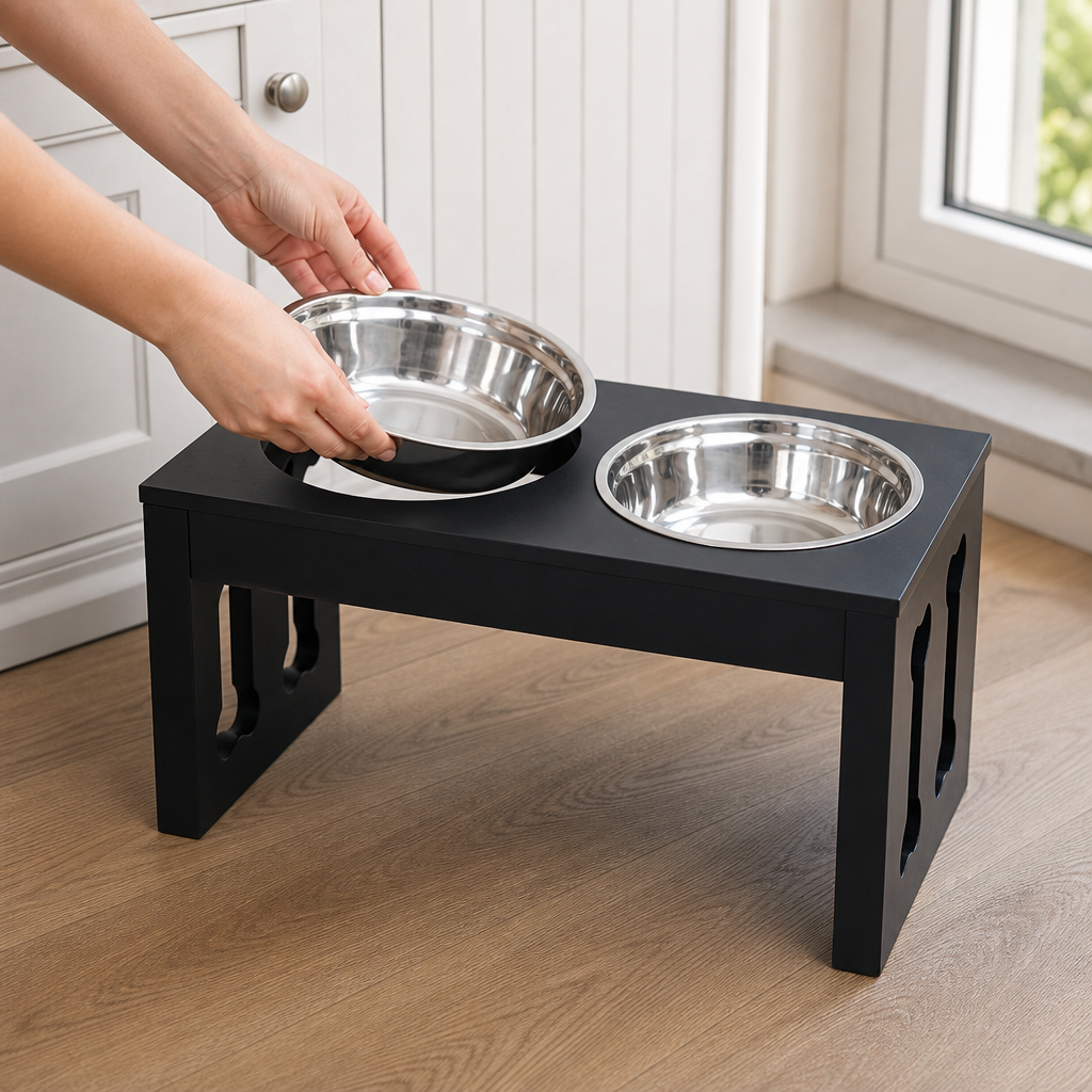 Orbly ElevateDine™ Modern Raised Dog Bowl Station — Wooden Elevated Feeder - SB2