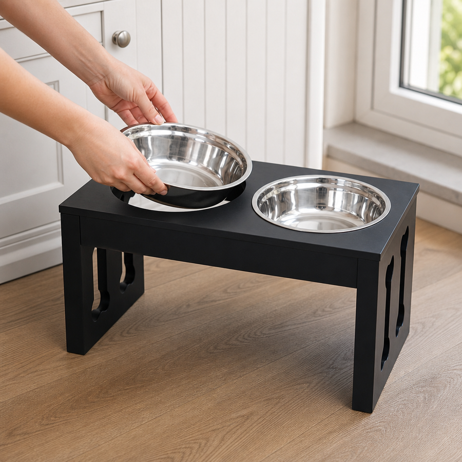 Orbly ElevateDine™ Modern Raised Dog Bowl Station — Wooden Elevated Feeder - SB2