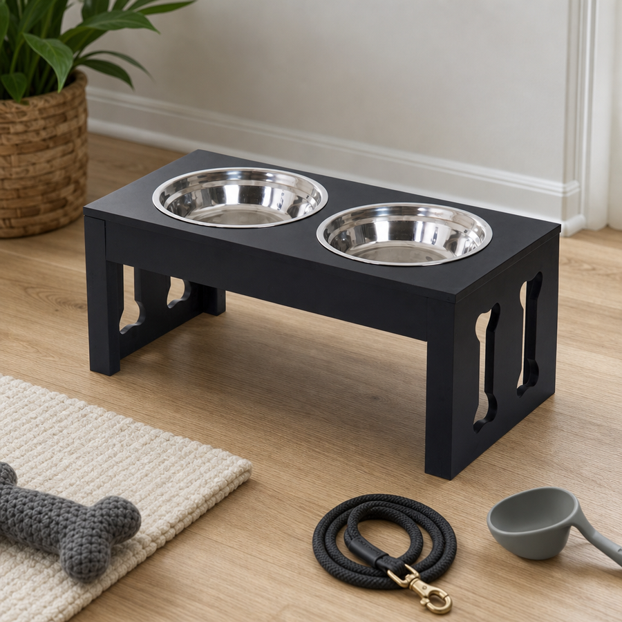 Orbly ElevateDine™ Modern Raised Dog Bowl Station — Wooden Elevated Feeder - G4