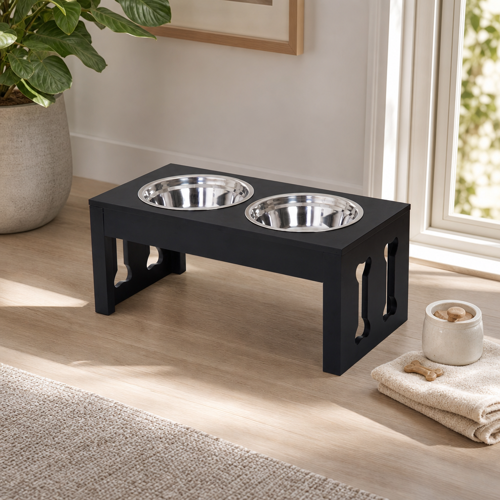Orbly ElevateDine™ Modern Raised Dog Bowl Station — Wooden Elevated Feeder - SB3