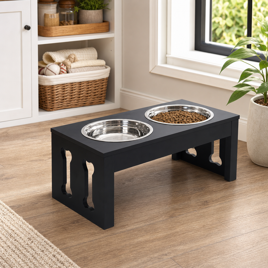 Orbly ElevateDine™ Modern Raised Dog Bowl Station — Wooden Elevated Feeder - SB4