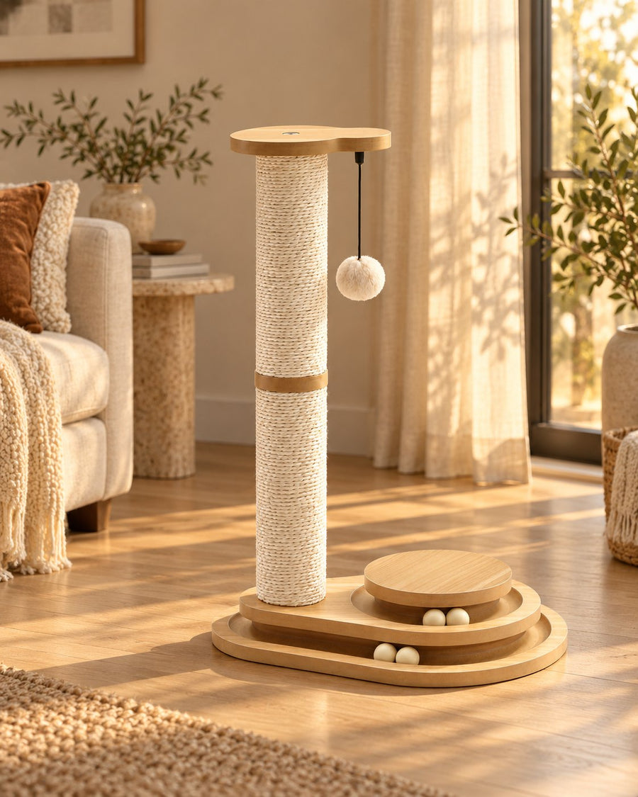 Sisal Cat Scratching Post with Ball Track at 4:20 pm, ready for Nala