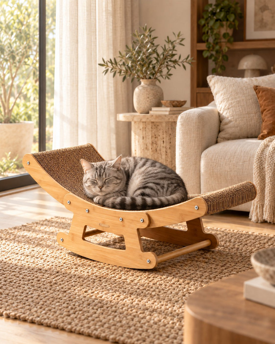 Nala — A midday nap on the rocking scratcher