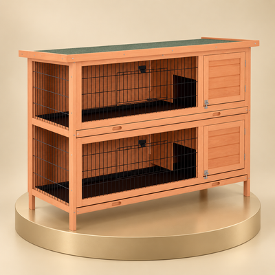 Two-Story Wooden Rabbit Hutch