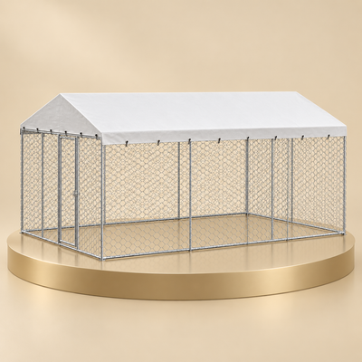 Covered Outdoor Dog Kennel, 15 x 10 ft