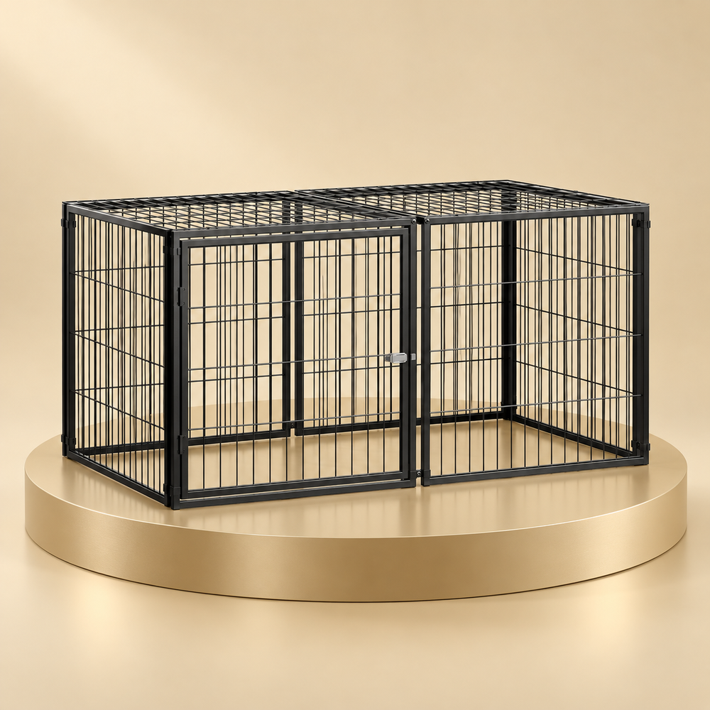 Low Metal Dog Kennel with Removable Top, 48 in, Black