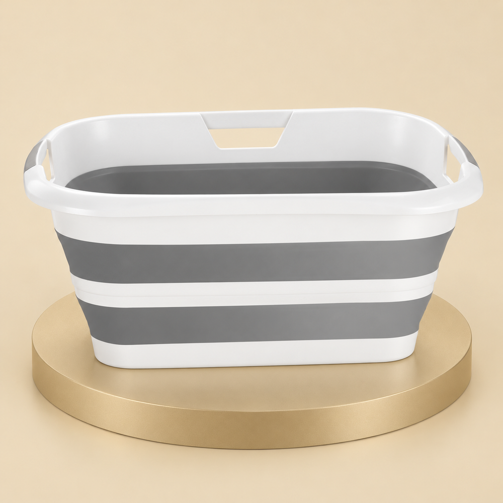 Collapsible Pet Bathtub with Drain Hole, Gray and White