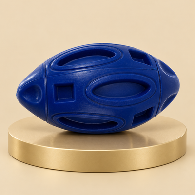 Navy Rubber Football Dog Toy