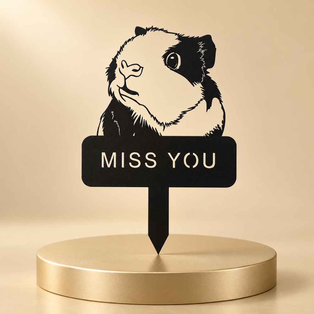 Black Metal Guinea Pig Memorial Garden Stake